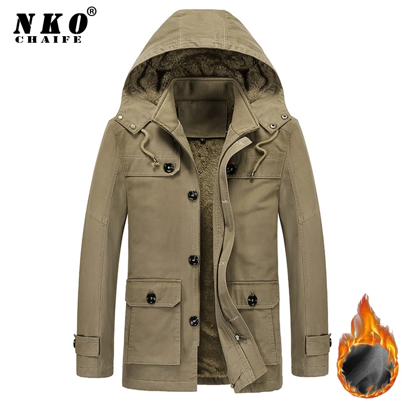 Men 2021 Winter New Thick Warm Fleece Parkas Jacket Men Fashion Casual Outdoor Coat Men Windproof Hooded Military Parkas Men 5XL