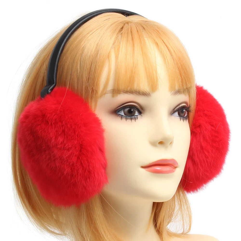 Наушники женские зимние из натурального меха кролика рекс | Аксессуары для