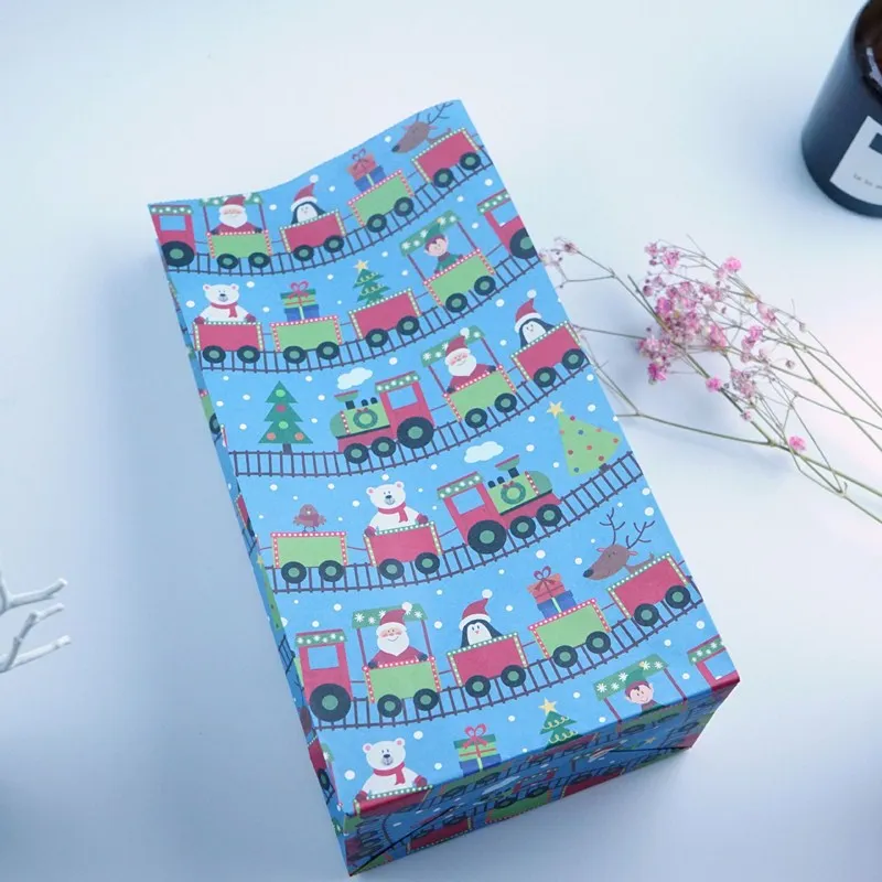 Рождественская коробка из крафт-бумаги конфеты рождественские пакеты бумажные