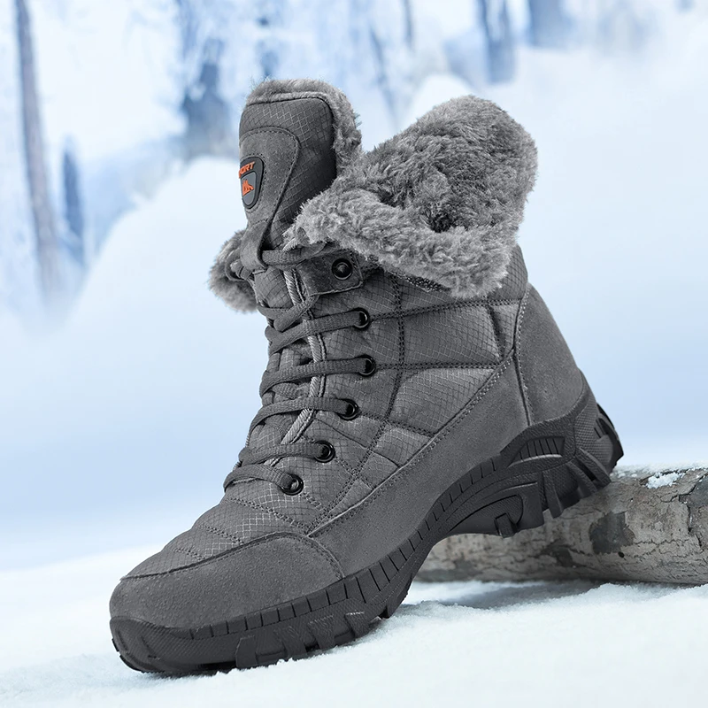 

Winter Men Snow Boots Warm Plush warm Outdoor Mens Sneakers Thick Fur ankle Boots Waterproof Leisure Shoes men big size 48