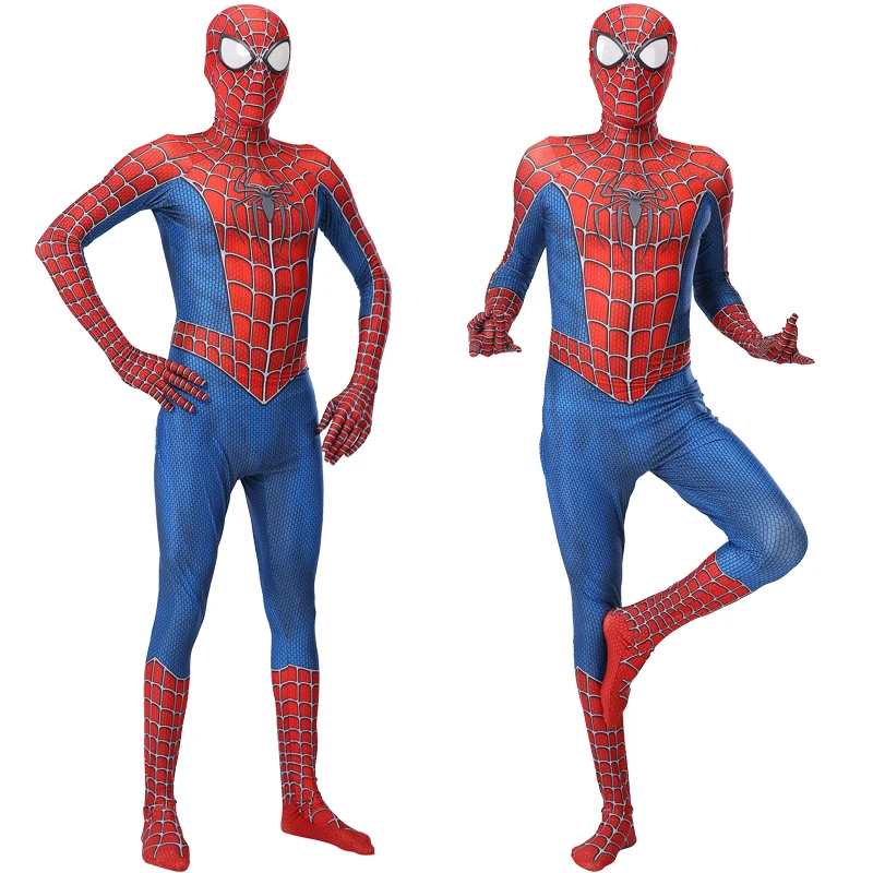 2PCS/Sets Anime Spiderboy With Mask Red Blue Birthday Party Costume Halloween Children Sets Costume Kid Cosplay Boys Dress Up