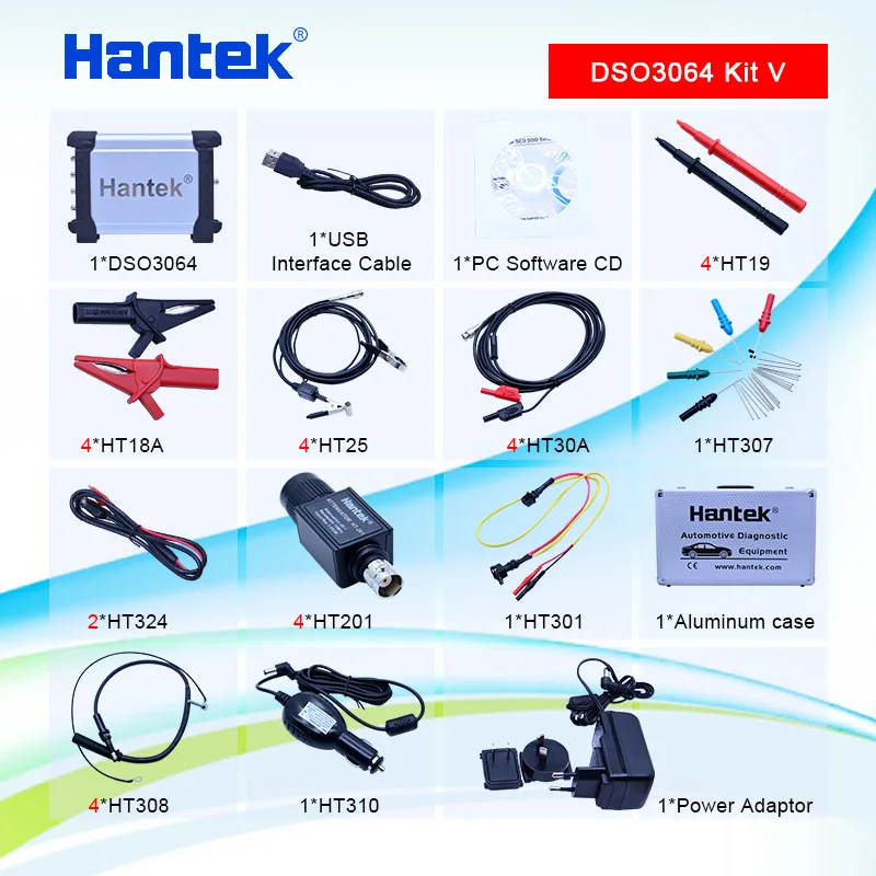 Hantek DSO3064 Kit V Автомобильный диагностический осциллограф USB 2 0 4CH 200 мс/с 60 МГц
