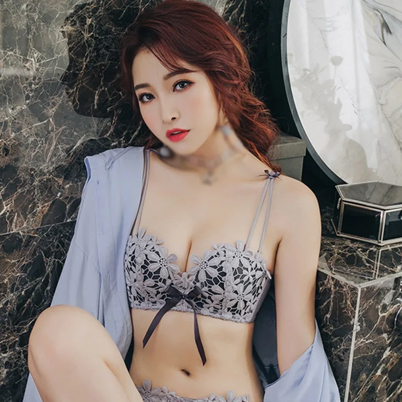 

Plus Size Push Up Lace Bras for Women Bralette Sexy Bow Padded Underwear Sexy Lingerie Girl Adjustable Wire Free Brassiere