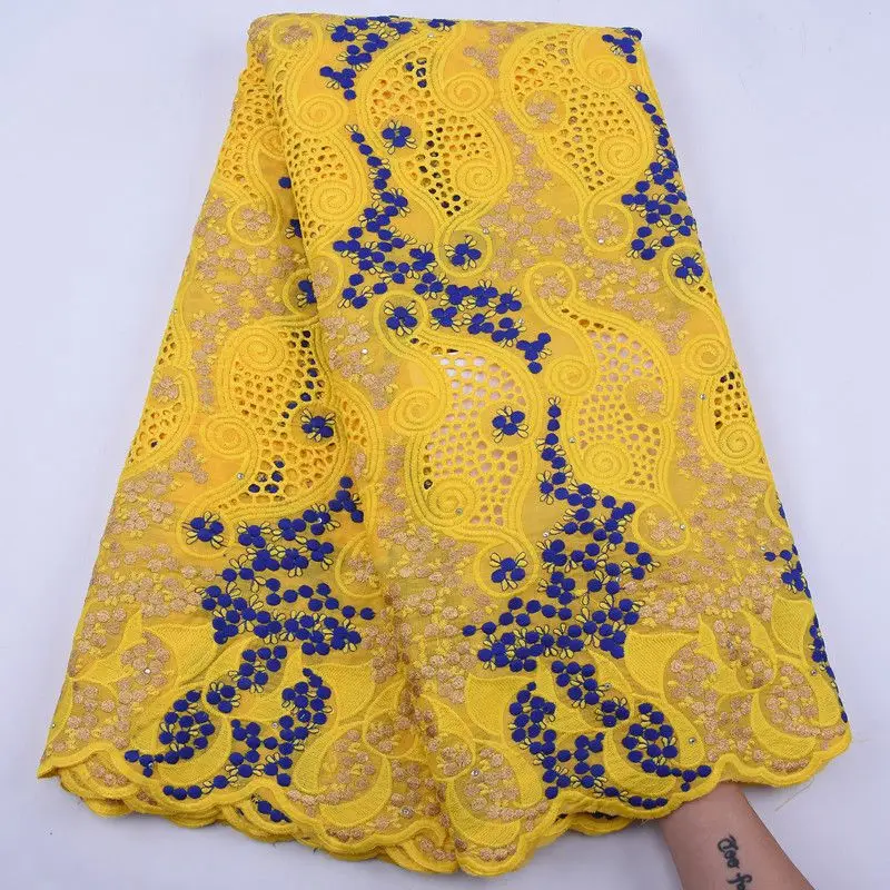 

Latest White Gold Cotton Dubai Lace Fabric 2020 High Quality Swiss Voile Lace In Switzerland African Lace Fabric For Party S1922