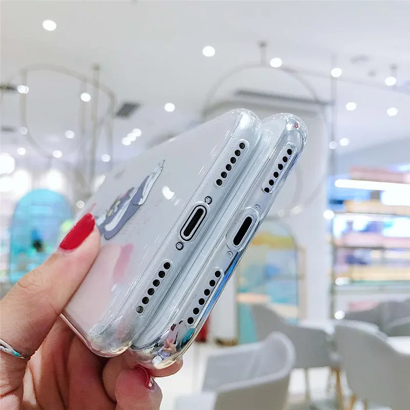 Чехол для телефона с мультяшным котом и мышкой для iphone 11 Pro MAX X XS MAX XR 7 6 6S 8 Plus, мягкий прозрачный чехол из ТПУ с забавным шнурком том Джерри
