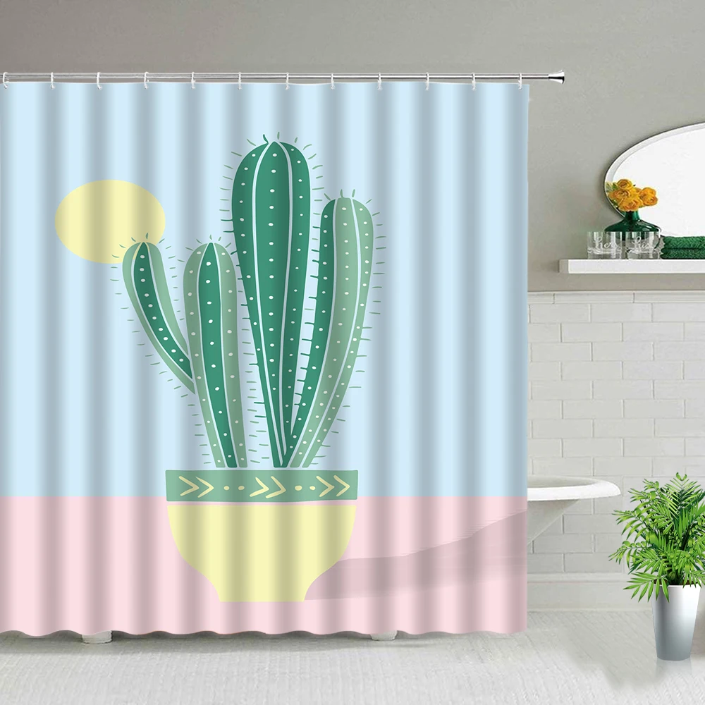 Занавеска для душа с изображением кактуса водостойкая | Дом и сад
