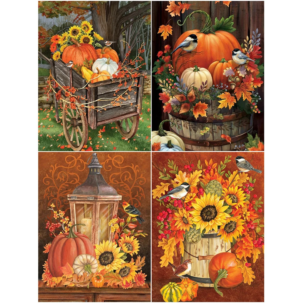 

KAMY YI Boutique Hot Sale Pumpkin Party Diamond Painting Cross Stitch 5D Diy Embroidery Mosaic European Style Home Decoration