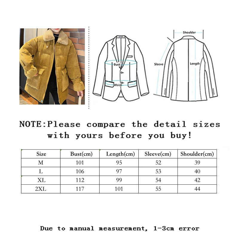 

Vangull Women's Corduroy Padded Jacket 2020 Winter Loose Rabbit Faux Fur Collar Thicken Warm Short Casual Korean Padded Jacket