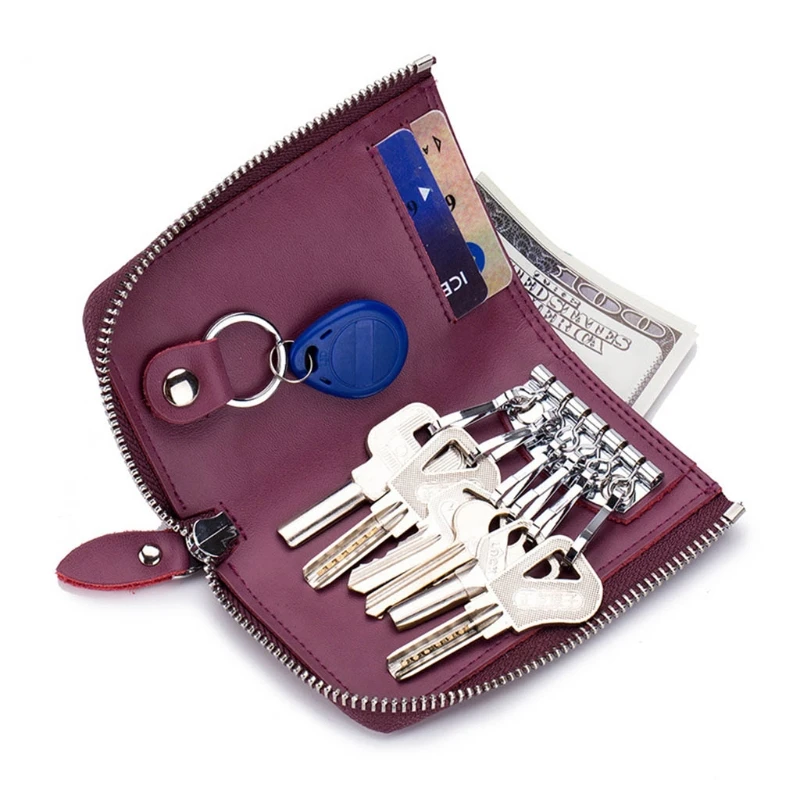

PU Leather Wallet with 6 Hooks Credit Card Holder Coin Purse Keys Case Pocket