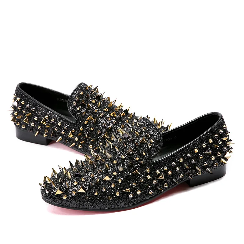 Мужские блестящие туфли с заклепками Туфли-лодочки Новые мужские модные