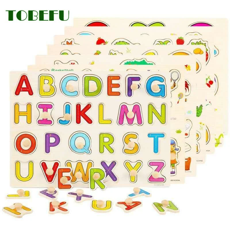 Деревянные головоломки Монтессори 3D мультяшный автомобиль животные фрукты