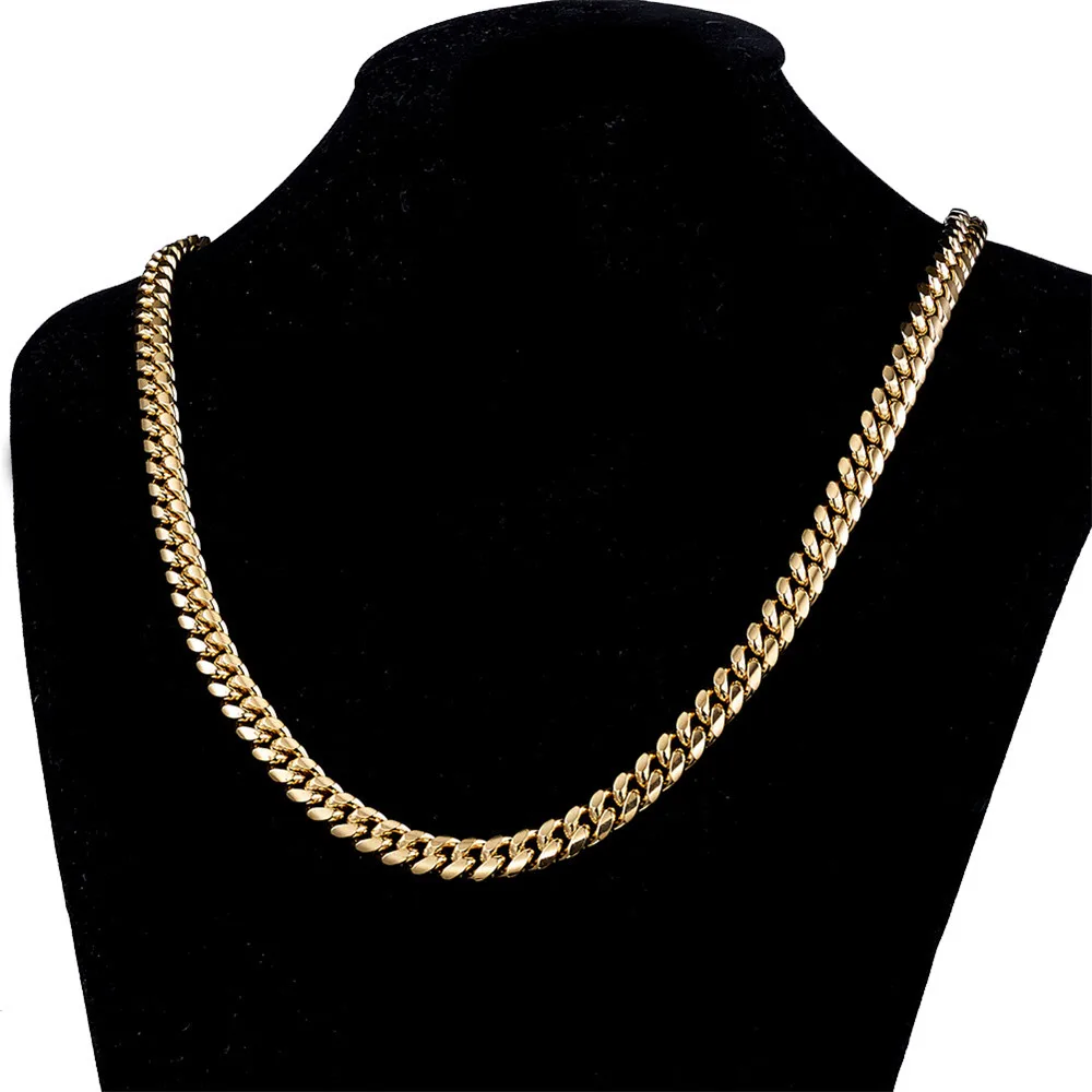 

Hip Hop Fashion Mens Necklace Gold Casual Thick Stainless Steel Cuban Chain Rock Luxury Ladies Fashion Necklace Jewelry Gift