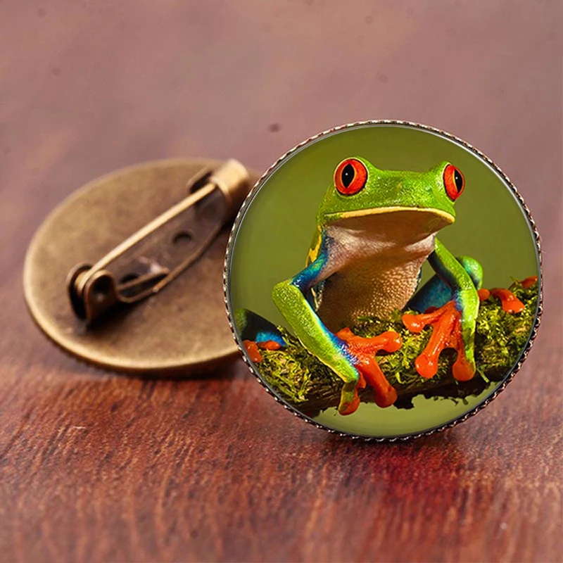 Симпатичные тройник Лягушка на заказ фото стеклянный конусообразные Броши день
