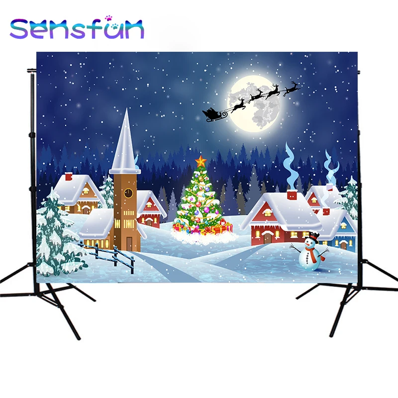 Фон для фотосъемки с рождественской елкой и зимним снегом новорожденных