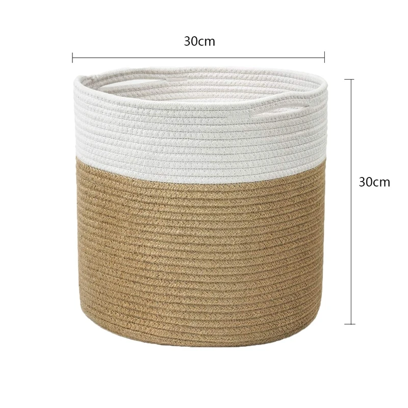 

Cotton Roll Rope Basket, Decorative Woven Storage Basket, Laundry Basket, Suitable for Pillows, Toys, Clothes, Towels