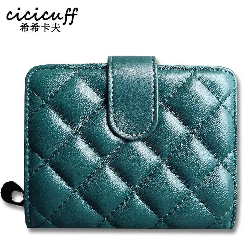 Кошелек женский из натуральной овечьей кожи короткий бумажник на молнии