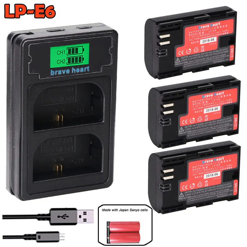 Декодированный lpe6 bateria lp e6 E6N LP-E6N LP-E6 батарея+ двойное зарядное устройство для Canon 5D Mark II Mark III 6D 7D 60D 60Da 70D 80D DSLR