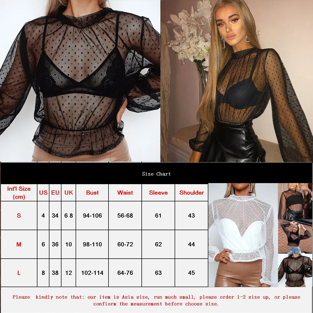 Сетчатые Bluse Sommer кроп Топы женские топы рубашки в горошек Клубные вечерние блузки, рубашки, топы Плюс Размер