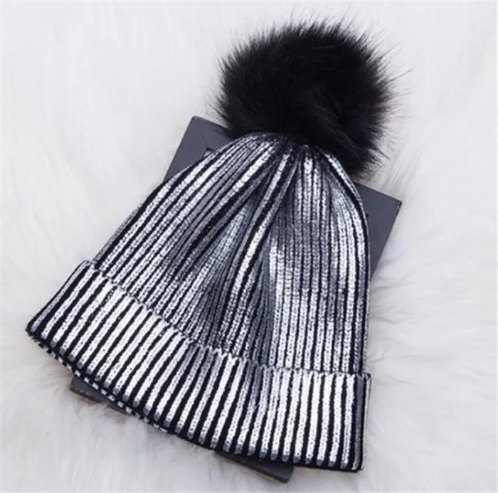 

Men's and Women's Knitted Hats Laser Hat Metallic Harajuku Cold Cap Hip-hop Warm Ear Protection Hot Gold Silver Caps