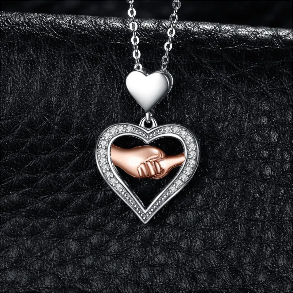 Ожерелье с подвеской Love Hand to HandSilver из стерлингового серебра 925 пробы Серебряное
