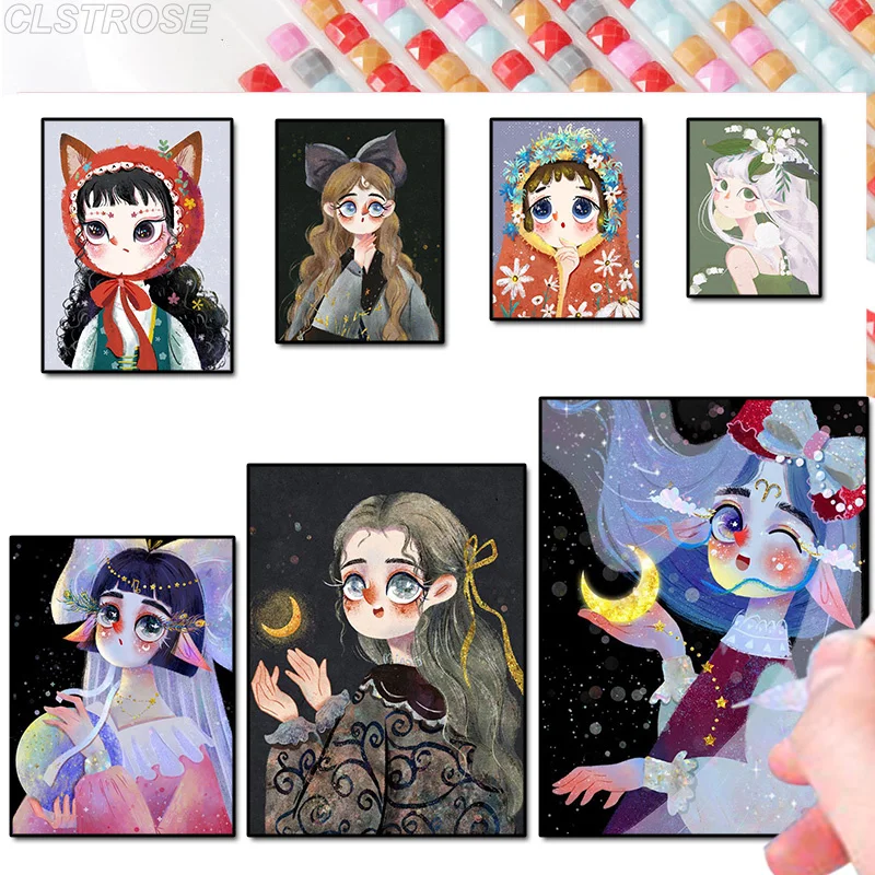 

Diy 5D Diamond Painting Cartoon Girl Mosaic Square and Round Diamond Lily of The Valley Fairy Home Decoration Gift for Kids Room