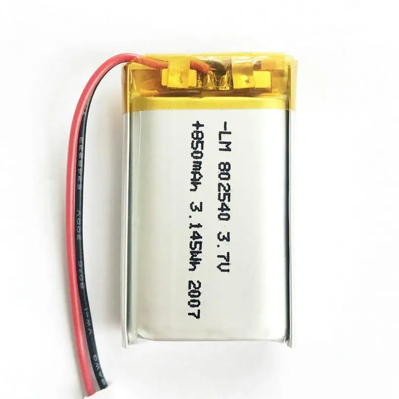 

2/5/10 шт. 3,7 в 850 мАч 802540 литий-полимерная ионная батарея 2,0 мм разъем JST
