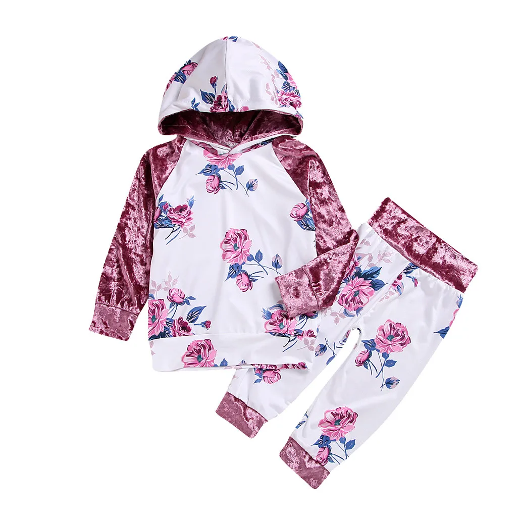 Новая осенняя одежда для девочек детская с капюшоном маленьких футболка Топ и