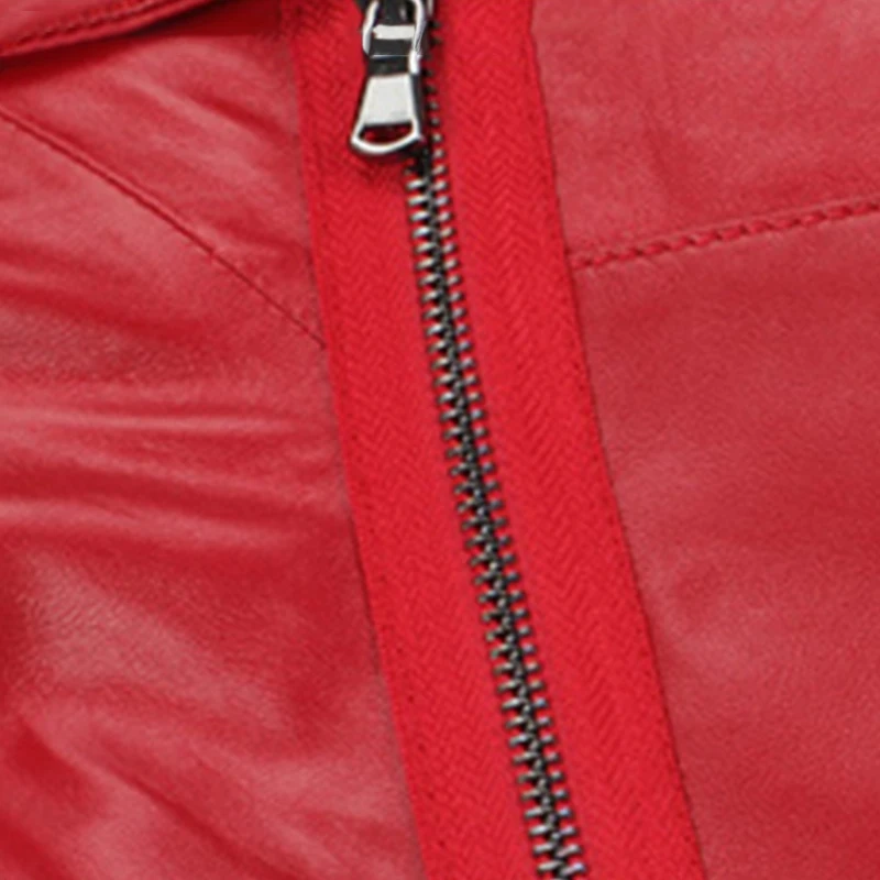 

Nerazzurri spring short red black leather jacket 2021 long sleeve single button light soft womens leather jackets and coats 7xl