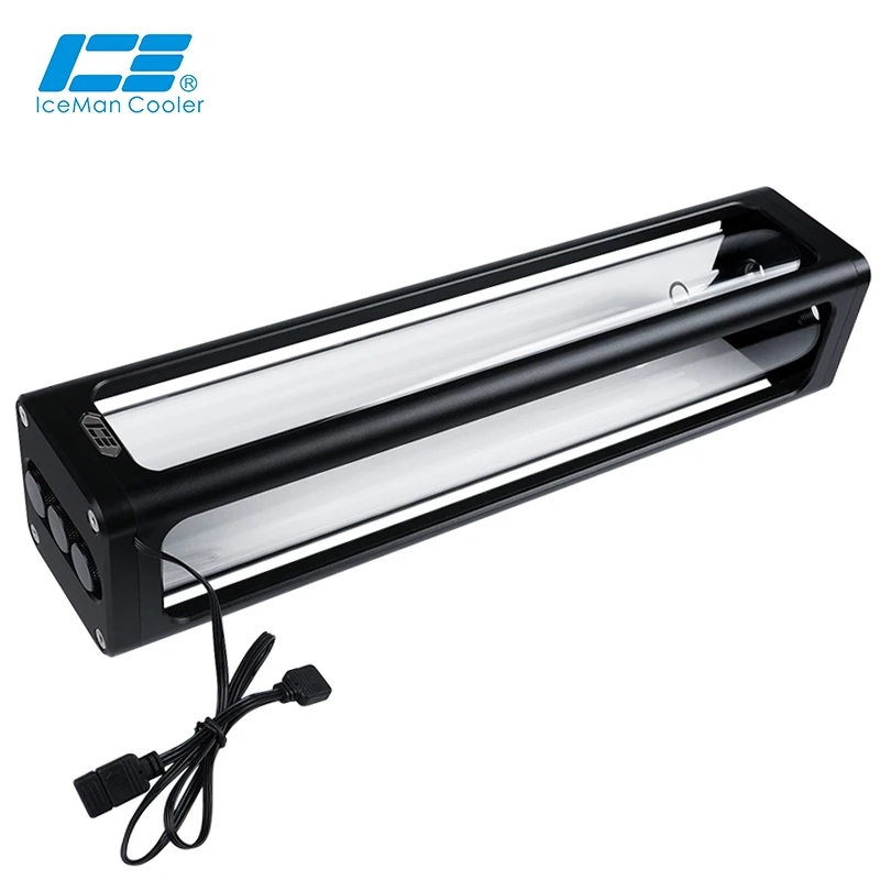 Стеклянный резервуар для водяного охлаждения ПК 360 мм серебристый черный белый 5