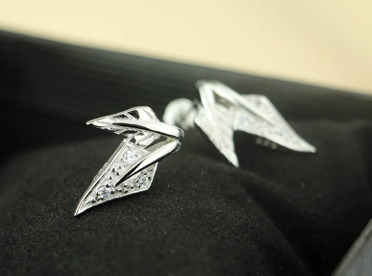 Cute Flower Leaf 925 silver stud earring for women trendy geometry zircon fashion Jewelry birthday gift | Украшения и аксессуары