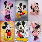 Алмазная 5D картина сделай сам Disney, квадратнаякруглая вышивка крестиком, вышивка Микки и Минни, мультяшная мозаика, брендовая декоративная картина
