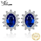 Женские серьги-гвоздики из серебра 925 пробы, с сапфиром