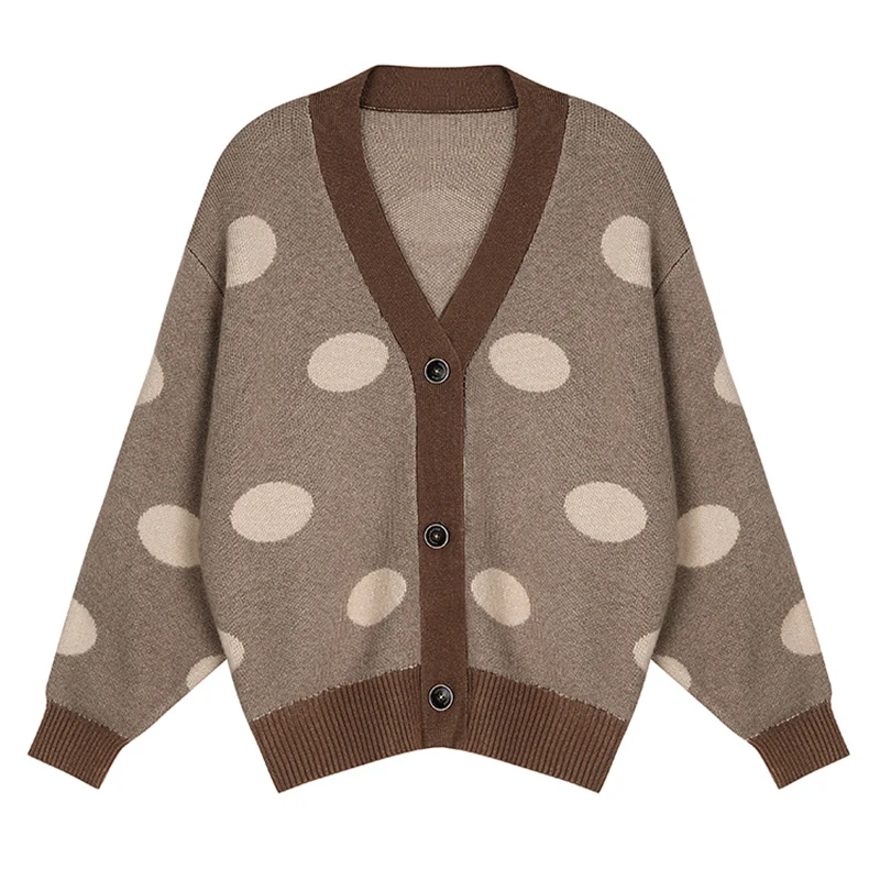 Модные укороченные кардиганы для женщин однобортный женский свитер в горошек 2019