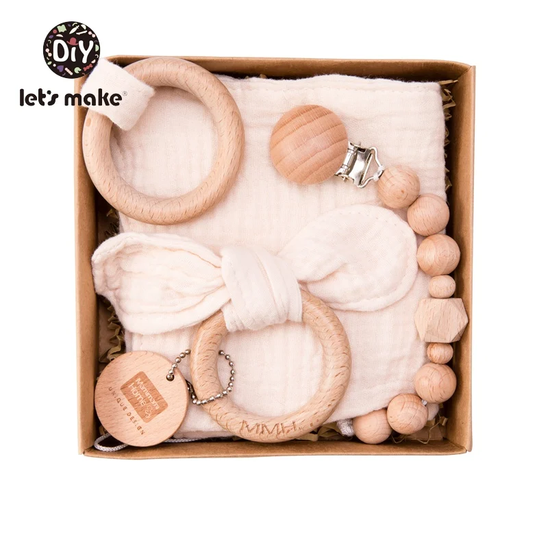 gift box white Давайте сделаем деревянный зубопрорезыватель соски зажимы цепь держатель для соски слюни нагрудники животное Дерево грызун 1 шт. Подарочная коробка Детские Прорезыватели - Цвет: gift box white