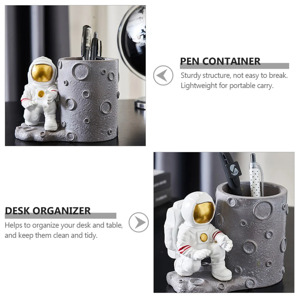 

1Pc Resin Astronaut Pen Holder Students Pen Holder Creative Table Decoration