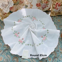 embroidery round tablecloth wedding party christmas decoration coffee table tray table picnic lattice placement table table mat