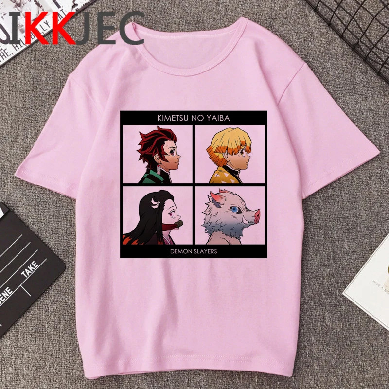 Kimetsu No Yaiba забавная футболка с героями мультфильмов женская японского аниме Demon Slay