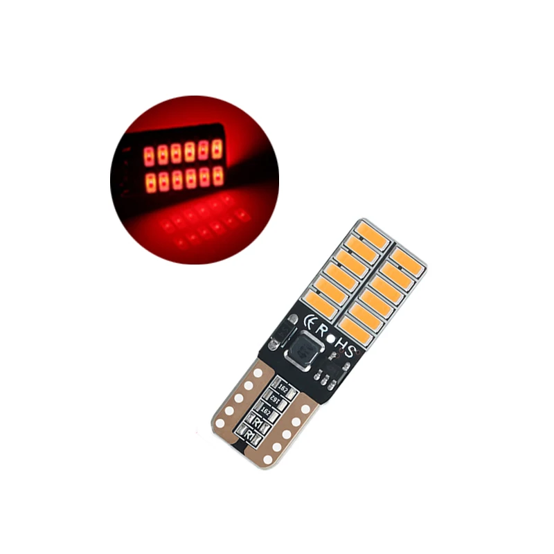 

Автомобильные светодиодные лампы Canbus, красные, T10, 12 В, W5W, 4014, 24SMD, для габаритных огней 192, 168, 194, габаритные огни, подсветка номерного знака, 20 шт.
