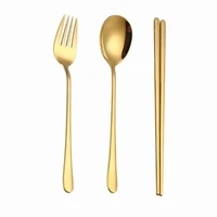 spklifey cutlery gold spoon steel stainless steel cutlery set dinnerware set fork gold chopsticks wedding korean cutlery set