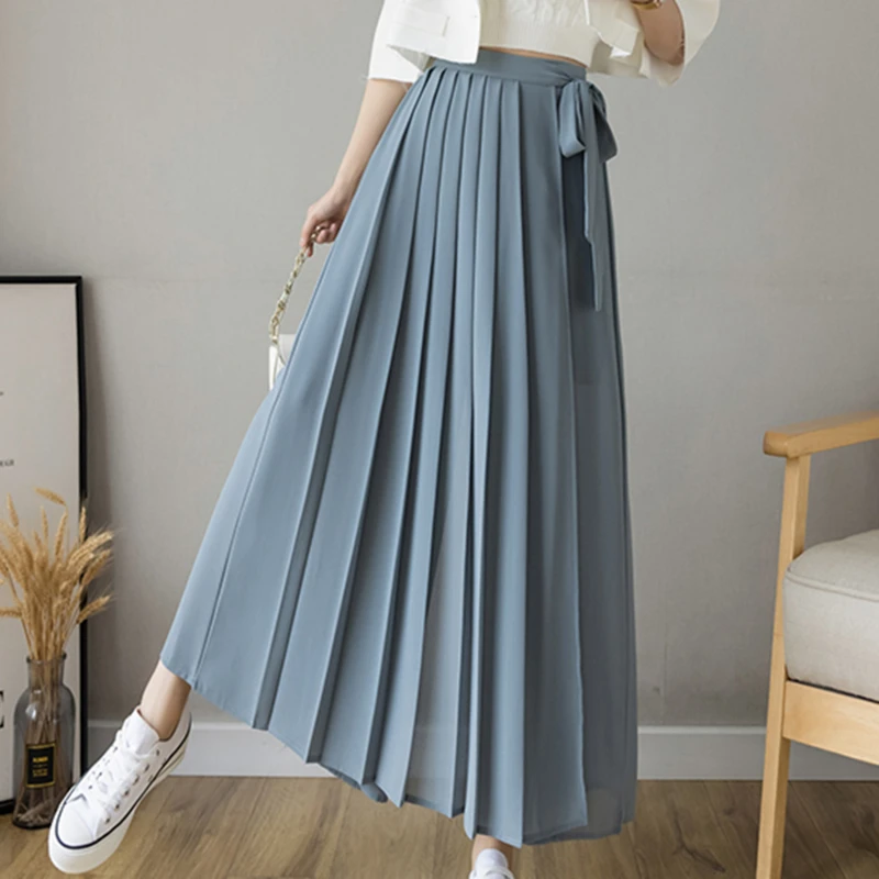 Женские шифоновые брюки Hakama повседневные широкие плиссированные в Корейском