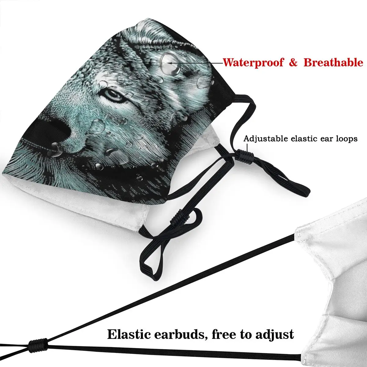 Многоразовая маска для лица с волком не одноразовая взрослых против смога пыли