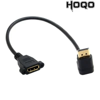 hoqo 90 degree bend male to female displayport extender extension cable with panel mount socket display port dp v 1 2 cord 1ft