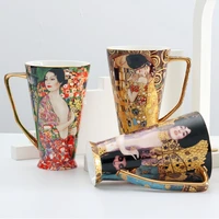 coffee mug gustav klimt bone china tea cups with spoon klimt mug large capacity ceramic drinkware home decoration accessories1