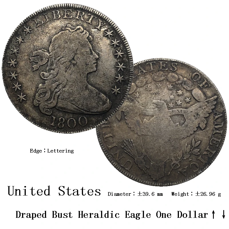 Соединенные Штаты Америки 1800 США Свобода драпированный бюст волос геральный