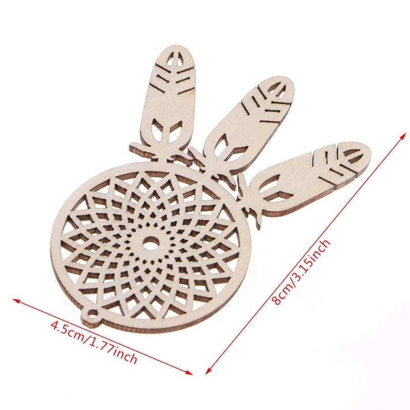 

New 10Pcs Wood Laser Cut Dream Catcher Feather Shape Ornament Hanging Wedding Decoration