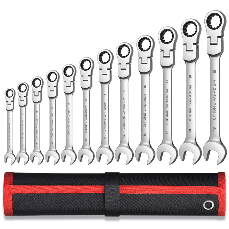 

Flexible Ratchet Wrench Spanner Nut Tool Head Ratchet Metric Spanner Key Set Car Repair Tools Open End and Ring Wrenches