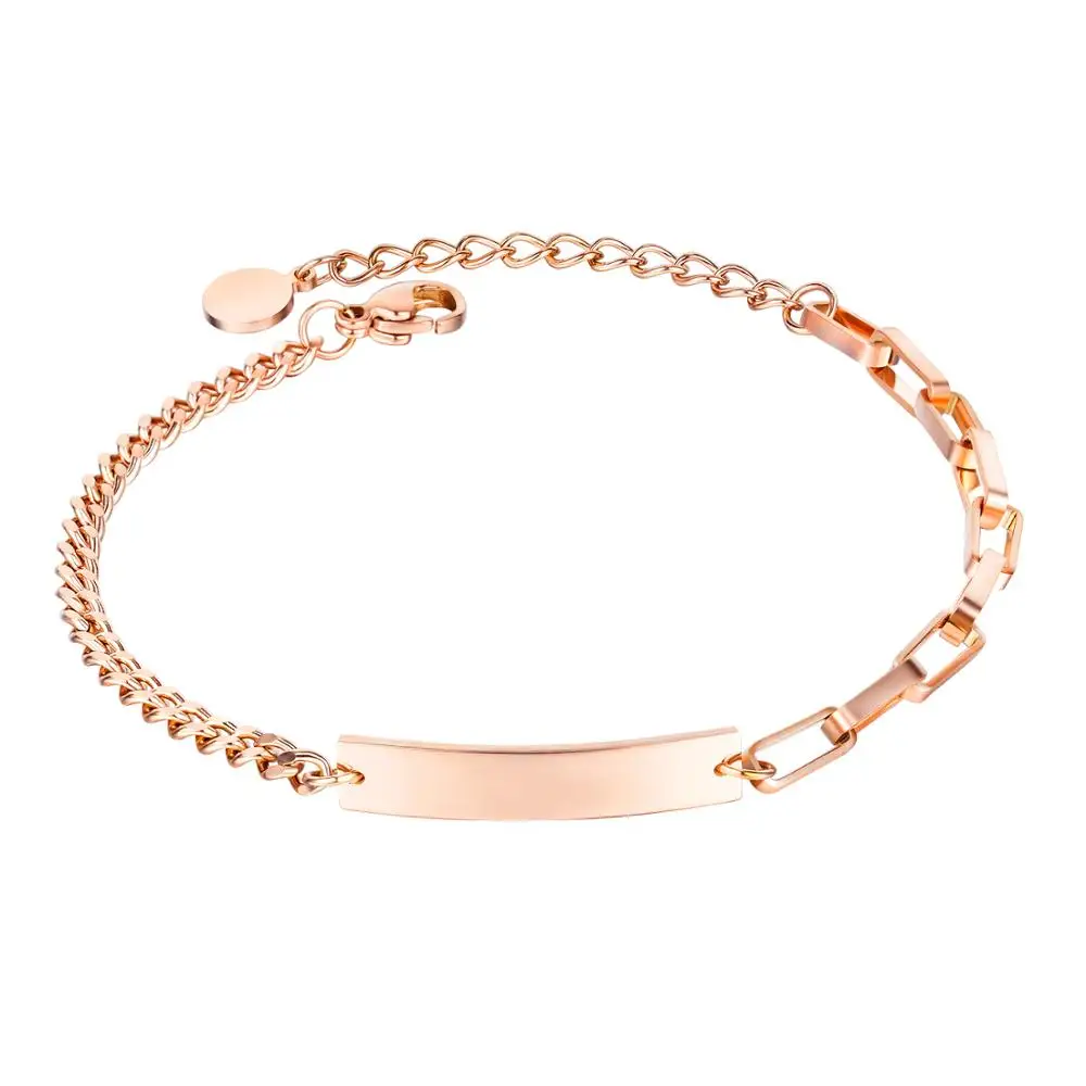 

Romantic Titanium Steel Trendy Bracelets Bangles Electroplated Rose Gold Color Female Link Chain Bracelet Jewelry