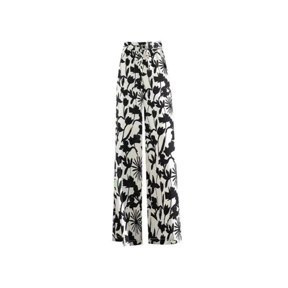 

Print Chiffon High Waist Woman Pants Plus Size Elasitc Waist Wide Leg Pants for Women Summer Loose Trousers Femme Pantalon
