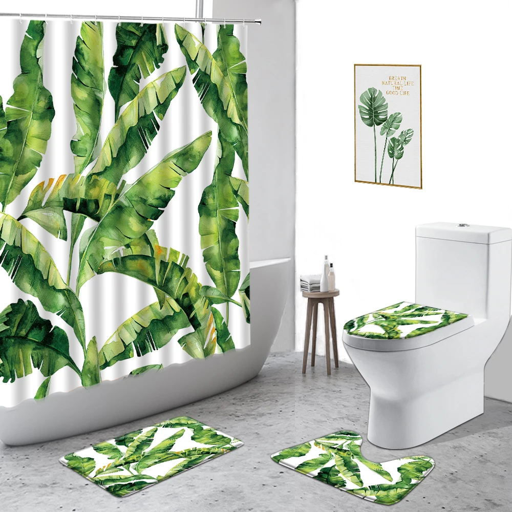 Тропические занавески для душа s занавеска с зелеными листьями пальмами Monstera