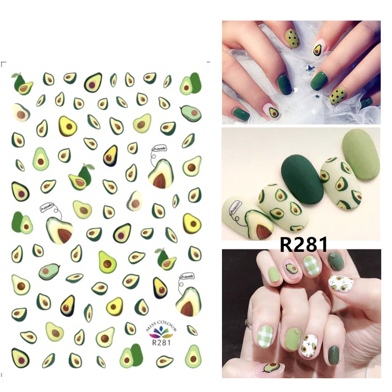 

Self-adhesive 3D Stickers for Nails Avocado Sweet Fruit Nail Art Decorations Small Size Fashion Stickers Women Girl Nail Foils